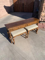 Drexel Sofa Table with 2 Sitting Stools