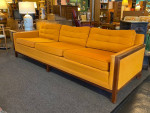 Mid-Century Tangerine Sofa w/Walnut Frame
