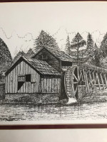 “Mabry Mill Virginia” Bill Watt Ink Sketch Framed Picture