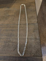 NEW STERLING SILVER FLAT MARINER NECKLACE AND BRACELET MADE IN ITALY