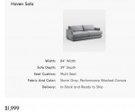 West Elm Haven 84" Sofa (Canvas, Gray)