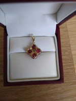3CT Natural Ruby & Diamond Pendant in 10K Yellow Gold