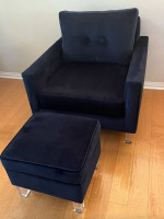 Designer Navy Blue Cotton Velvet Accent Chair-Sofa Chair