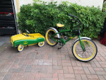 Gearbox John Deere pedal car (315) and a 20” nirve John Deere bike ($1