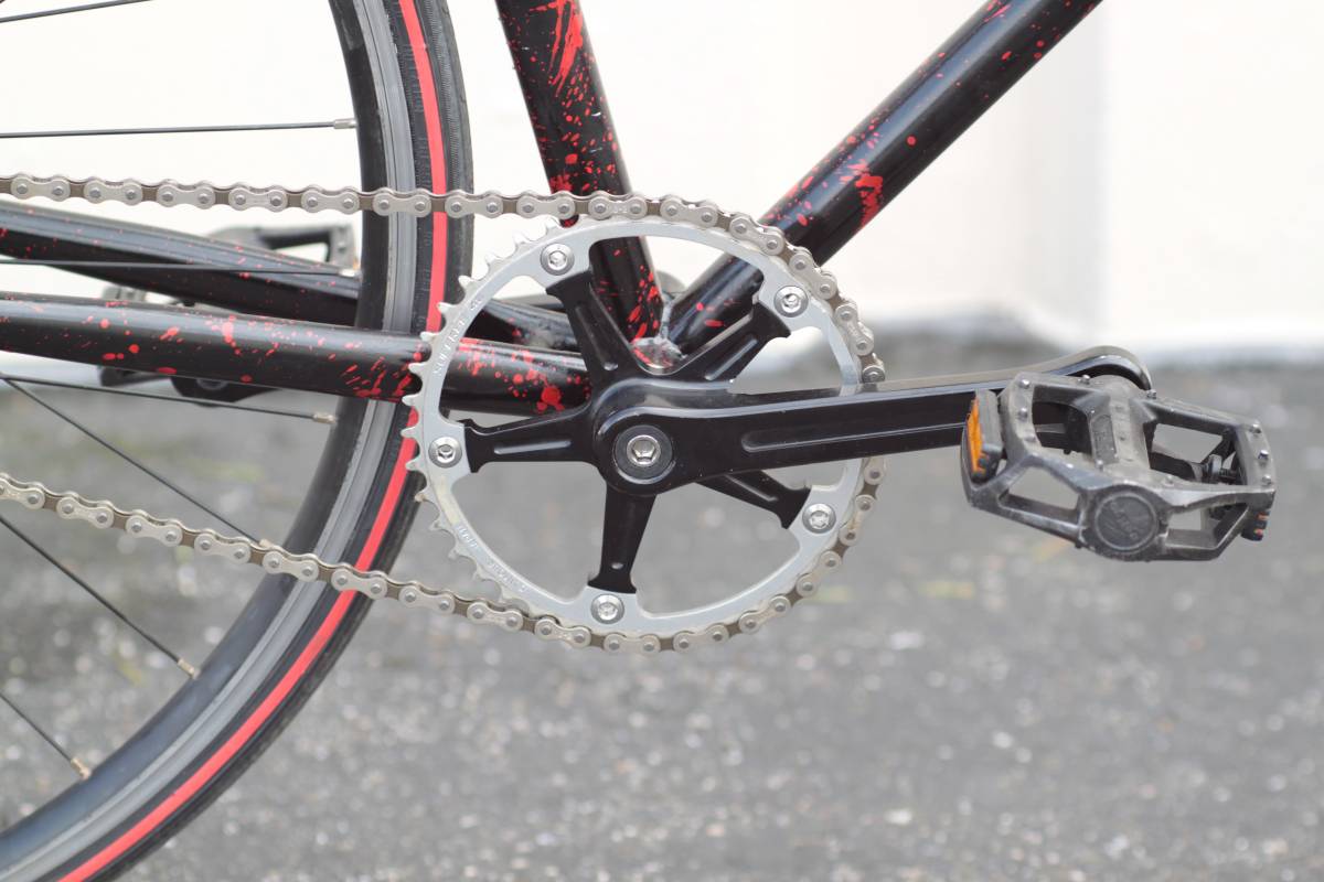 Steel Singlespeed with Red and Black Splatter Finish - SM