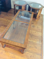 RIVERSIDE Solid Wood W/Glass-3 PC(Coffee Table+2 Hexagon End Table