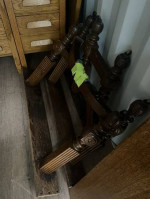 Refinished Antique square tiger Oak Kitchen table with one leaf