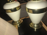 2 or Pair Vintage Table Lamp Lights & Original Shades  (Stiffel Looks)