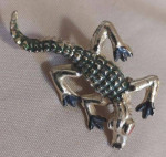 Rare Find - Set of 2 Vintage 1960's Gold Tone Alligator Pins