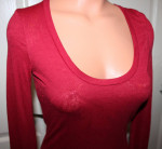 NWT! BKE The Buckle SIZE SMALL Red Low Cut Burnout Layering Tee Top
