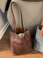 PORTLAND LEATHER CLASSIC TOTE COLDBREW 13" X 11.5" EXCELLENT CONDITION