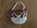 Sequin cat face mini purse copper and white