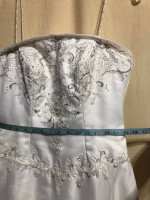 Morilee White Wedding Dress & Veil- see description for measurements