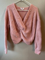 Pink Sweater with Pearls - size XXL
