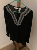 Cathy Daniels  Black Top With Embellishments, Size M