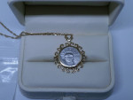 Platinum Coin with 14k Gold Chain and Setting
