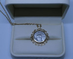 Platinum Coin with 14k Gold Chain and Setting