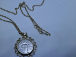 Platinum Coin with 14k Gold Chain and Setting