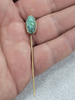 AMAZING Antique 14K American Southwest Turquoise Stick Pin
