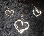 Beautiful Double Hearts Necklace & Earrings Set - On Sale!