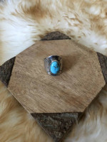 Vintage Turquoise Men's Ring SZ 9 Sterling Silver Cigar Band