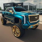 Custom Chevrolet Express Cargo truck for sale or rental, featuring a striking blue and gold design.