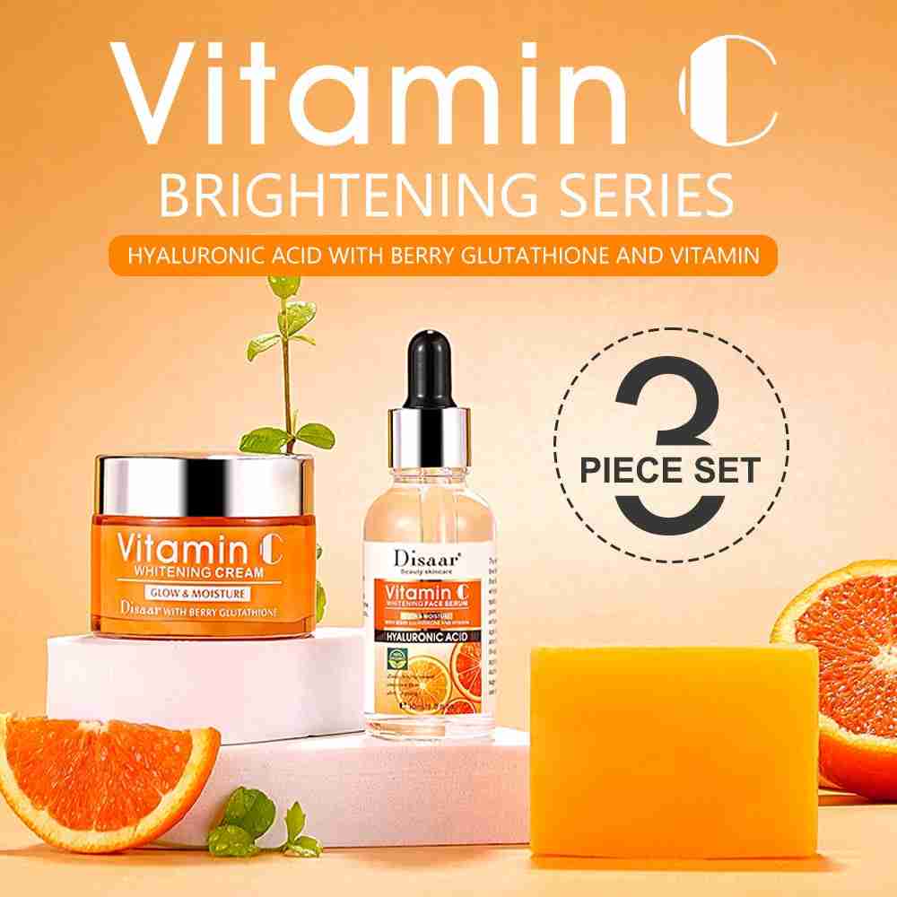 Disaar Vitamin C 3-in-1 Skin Care Set – Soap, Cream & Serum