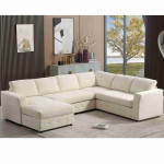 Oversized Modular Sectional Sofa Chenille Upholstered U-Shaped Couch Sofa with Chaise Storage and Crystal Button Decoration