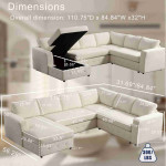 Oversized Modular Sectional Sofa Chenille Upholstered U-Shaped Couch Sofa with Chaise Storage and Crystal Button Decoration