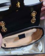 Authentic Gucci GG Marmont Diagonal Quilted Small Shoulder Bag Brown/ Black Style 443497