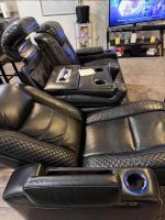 Leather couch reclining
