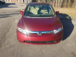 2008 Honda Civic LX in excellent condition, red exterior with beige interior, parked in Cary.