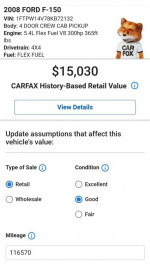 2008 Ford F-150 King Ranch 4x4 pickup with clean title and low mileage, shown as featured vehicle