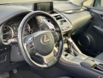 Interior view of a 2021 Lexus NX 300 with a leather steering wheel and dashboard features