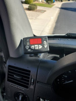 Dashboard control screen of a 2009 Freightliner Sprinter Van displaying temperature settings.