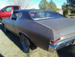 1968 Chevrolet Chevelle project car with a running V-8 engine and original glass, needs upholstery.