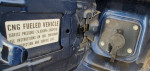 CNG fuel nozzle and service label on 2005 Honda Civic GX natural gas vehicle