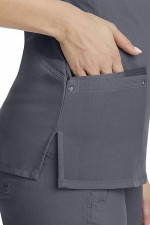 healing hands Yoga Scrubs Top, Purple Label, V-Neck, Large, Pewter