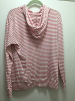 Caslon Pink Hoodie Top with White Stripes Size Large
