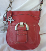 B MAKOWSKY Red Leather Convertible Crossbody Shoulder Bag w/ Keychain