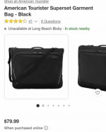 American Tourister Superset Garment Bag - Black New