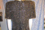 NWT vintage Lawrence Kazar Black Beaded Sequin Silk Dress size Large