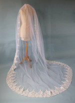Couture Cathedral Veil Celeste 110" Long hand beaded