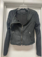 A.L.C. BLACK NUBUCK LEATHER MOTO JACKET XS / S