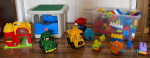 Step 2 building Table w/HUGE assortment of mega blocks; farm/vehicle