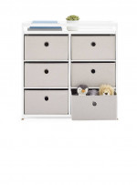 Delta Children Hayes Changing Table with Fabric Bins, Bianca White/Flax Bins