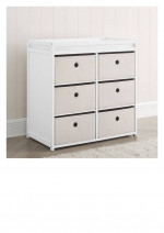 Delta Children Hayes Changing Table with Fabric Bins, Bianca White/Flax Bins