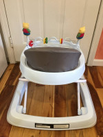 Baby Joy Walker Foldable Adjustable w/ Toy Bar High Back Seat Gray